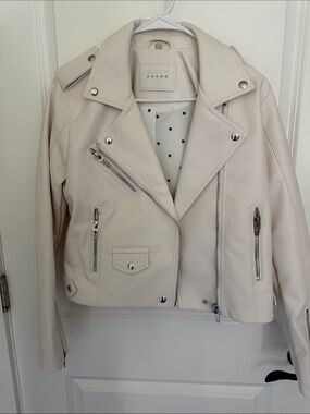 Blank NYC Off-White Moto Jacket with Silver Hardware